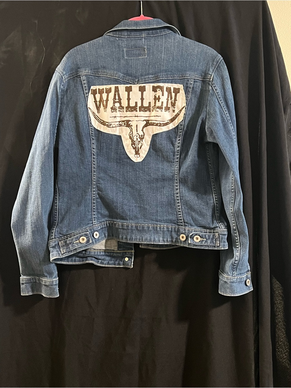 Morgan Wallen Levi Denim Jacket with Graphic Back Patch - Light Blue